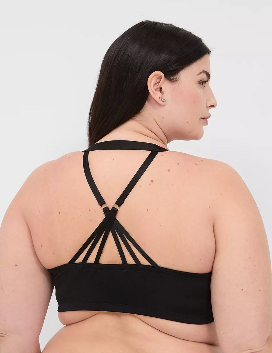 Lane Bryant Front-Close Boost Plunge Women Bralettes Black | OEW1555SG