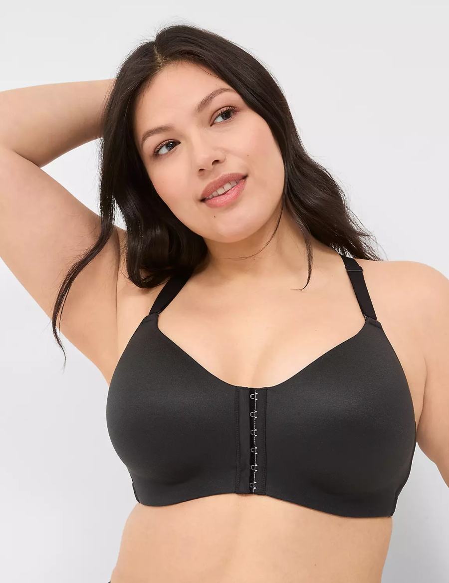 Lane Bryant Front-Close No-Wire Women Bralettes Black | LYR2567ZX