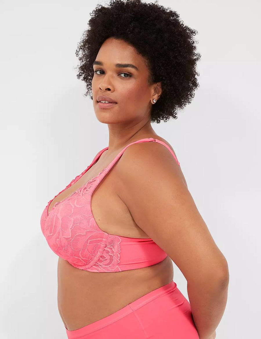 Lane Bryant Front-Close Smooth Boost Plunge Women Bralettes Pink | NES8521OR