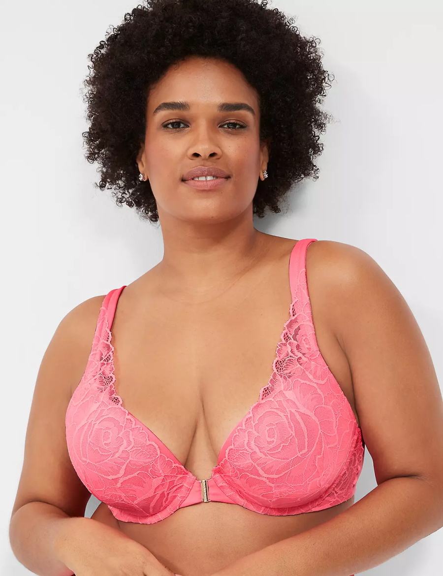 Lane Bryant Front-Close Smooth Boost Plunge Women Bralettes Pink | NES8521OR