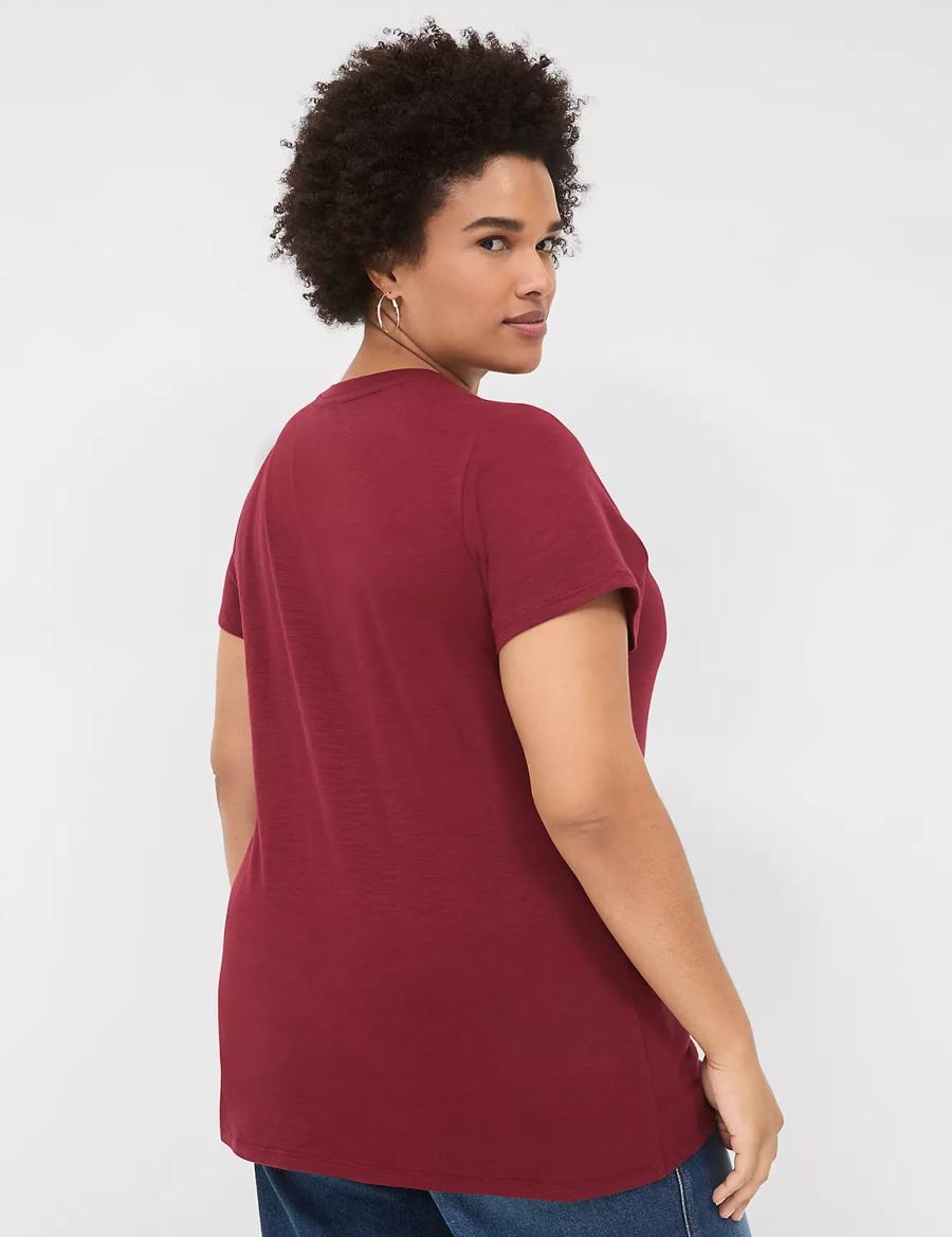 Lane Bryant Glitter In My Teacher Era Graphic Tee Women T Shirts Dark Red | UAH4892CE