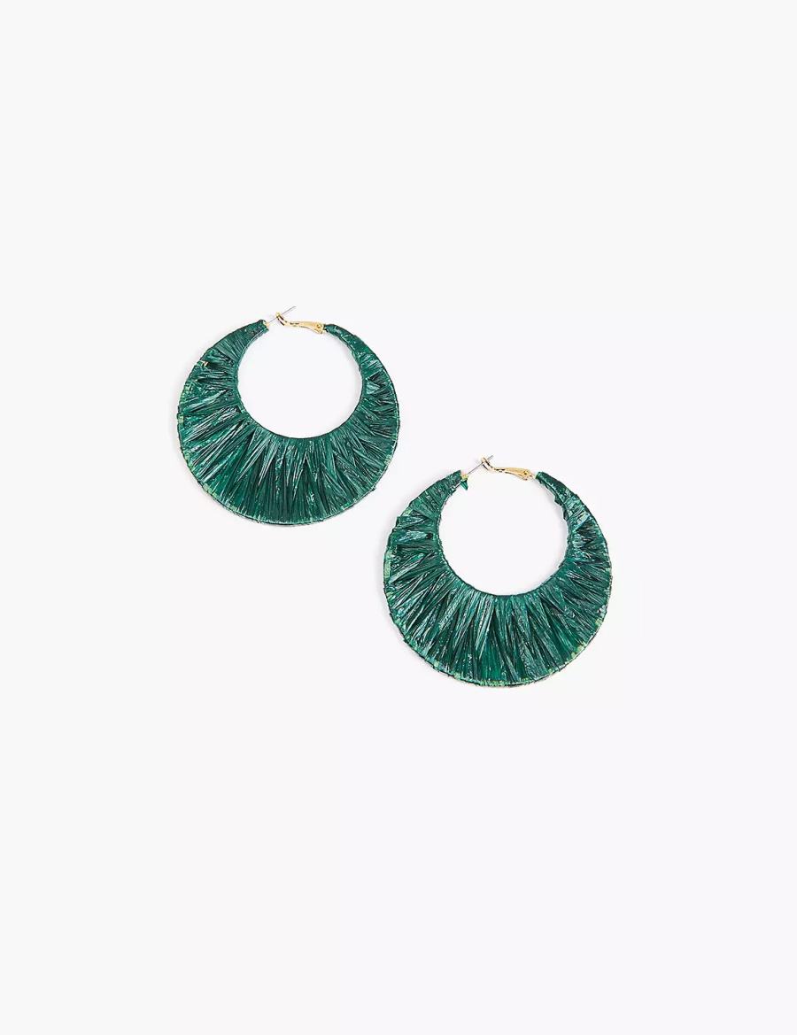 Lane Bryant Green Oversized Women Hoop Earrings Gold | CRM1345FM