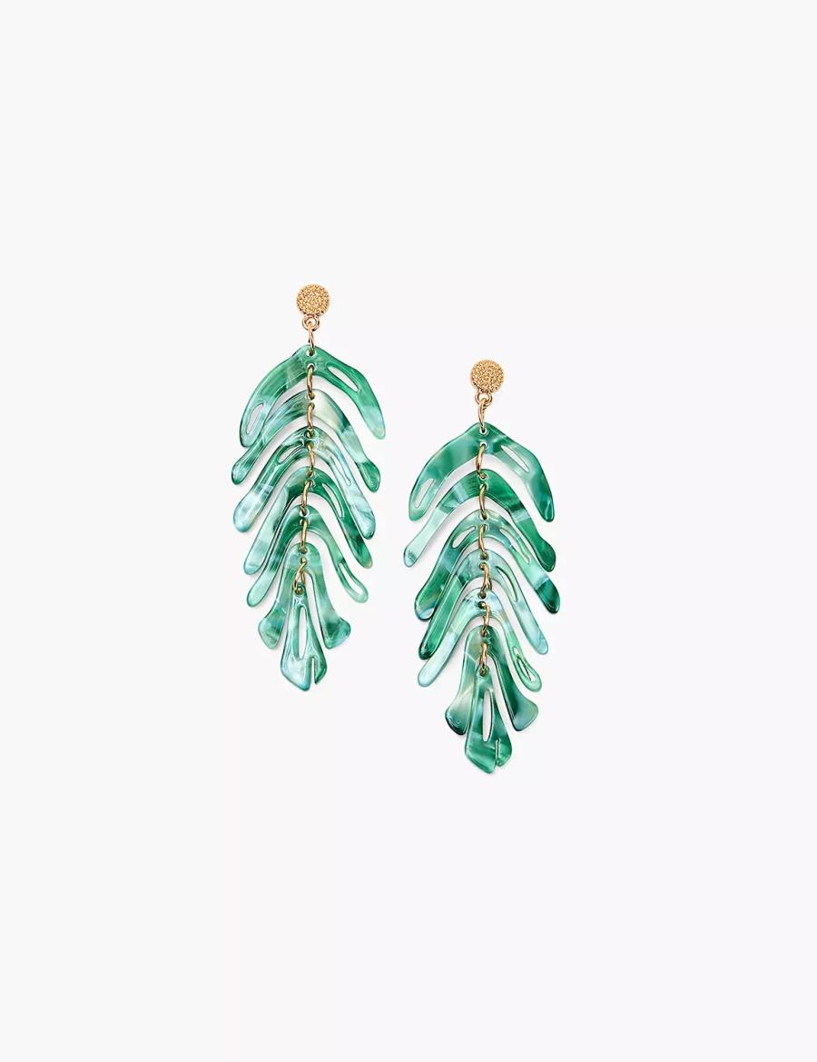 Lane Bryant Green Resin Flowy Leaf Women Earrings Gold | BOG2595DE