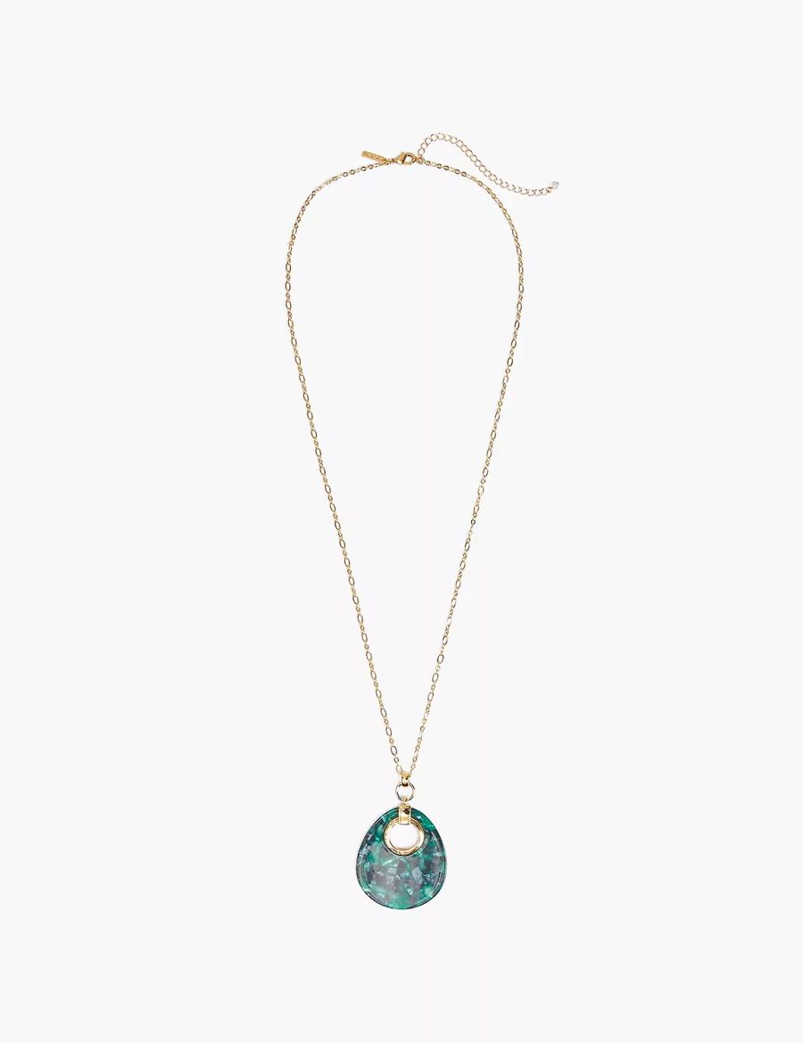 Lane Bryant Green Resin Women Pendant Necklace Gold | KHM4870VL