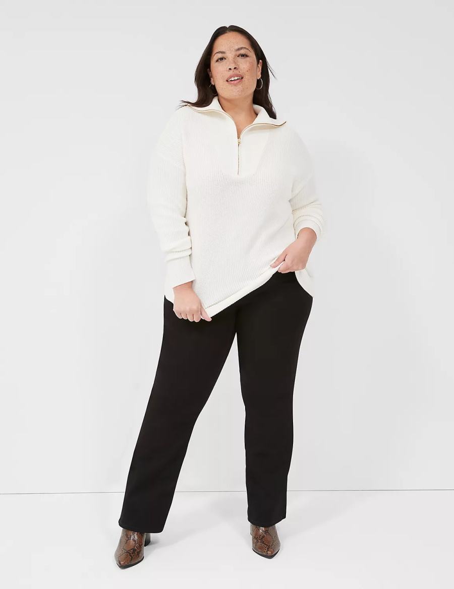 Lane Bryant Half-Zip Mock-Neck Women Sweaters White | XHV6530LO