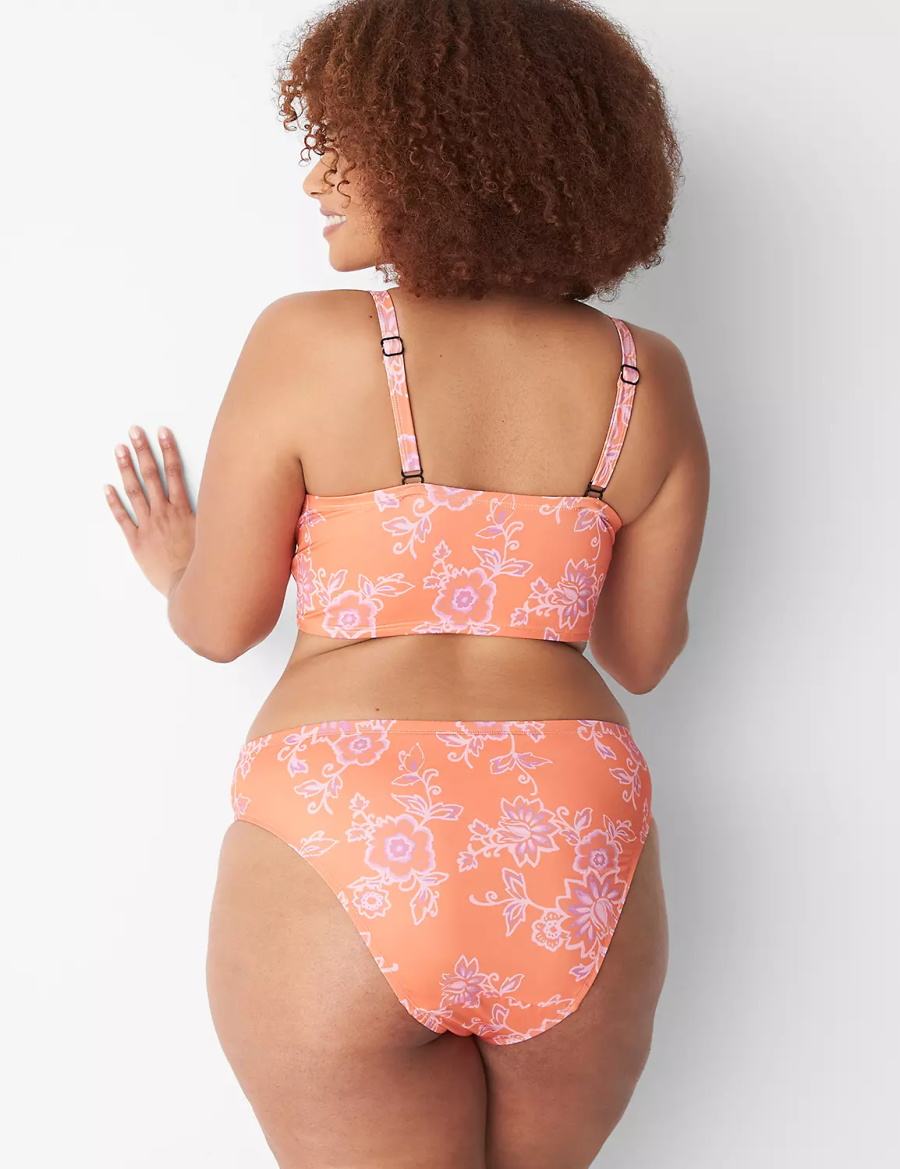 Lane Bryant High-Leg Cheeky Swim Women Bikini Bottom Pink | GGR683JW