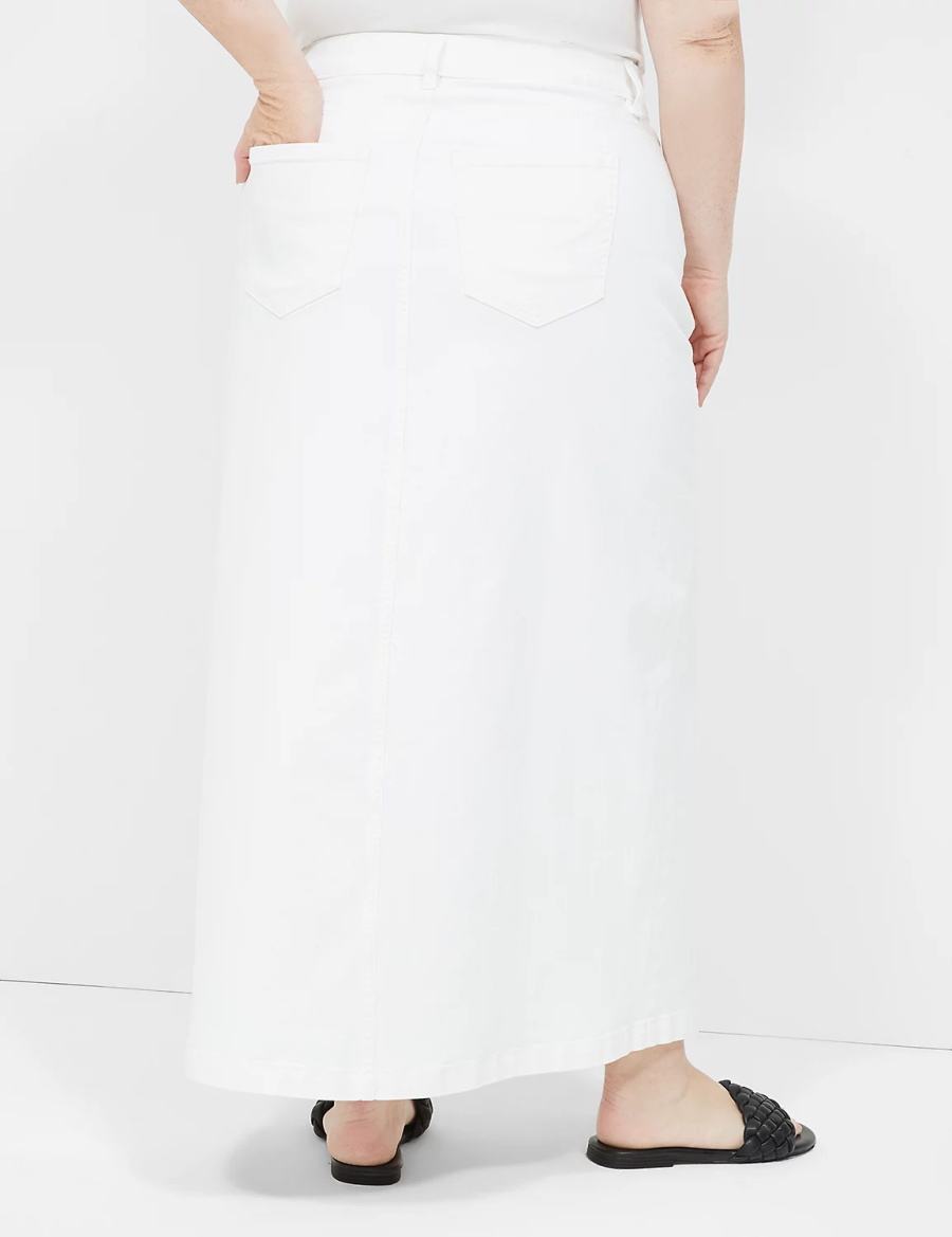 Lane Bryant High-Rise Denim Maxi Women Skirts White | EAT6649OS