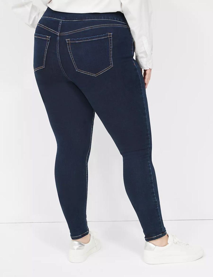 Lane Bryant High-Rise Sateen Pull-On Women Jeggings Dark Blue | HKC9338SP