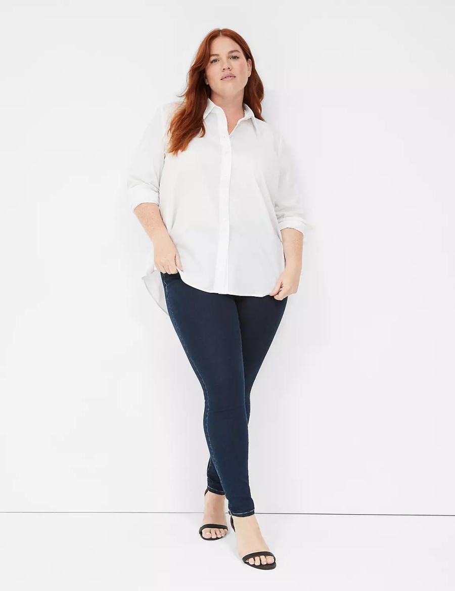 Lane Bryant High-Rise Sateen Pull-On Women Jeggings Dark Blue | HKC9338SP