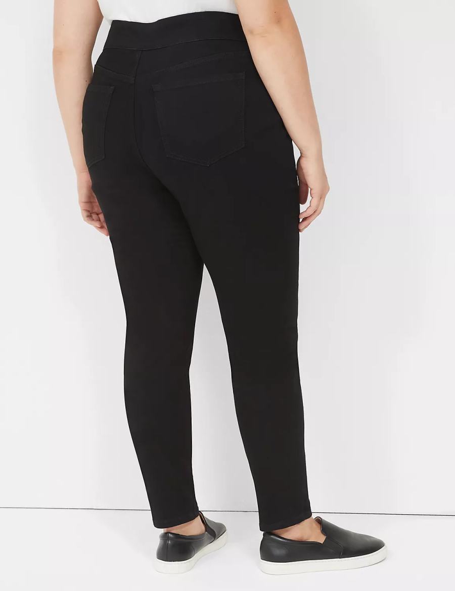 Lane Bryant High-Rise Sateen Pull-On Women Jeggings Black | IVK9254US