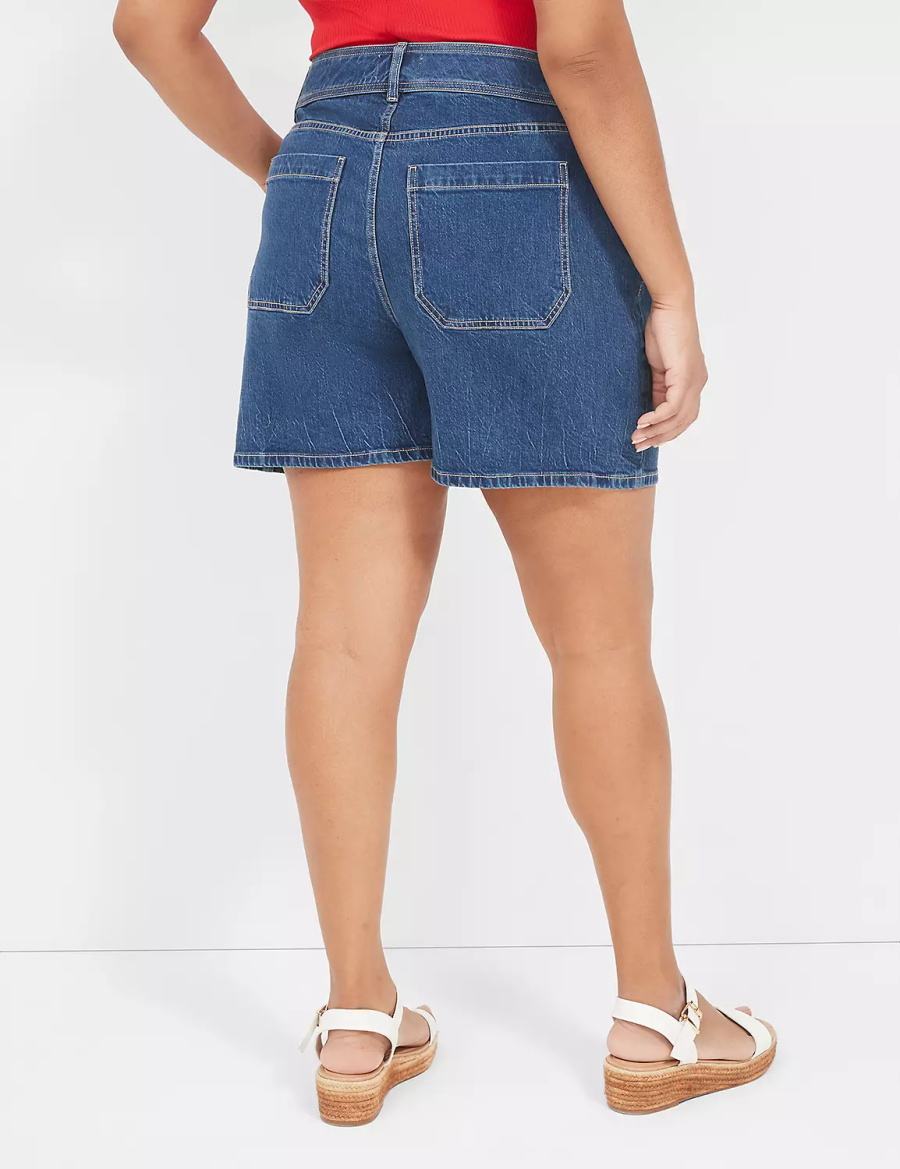 Lane Bryant High-Rise Utility Jean Women Shorts Light Blue | CQQ1528JZ