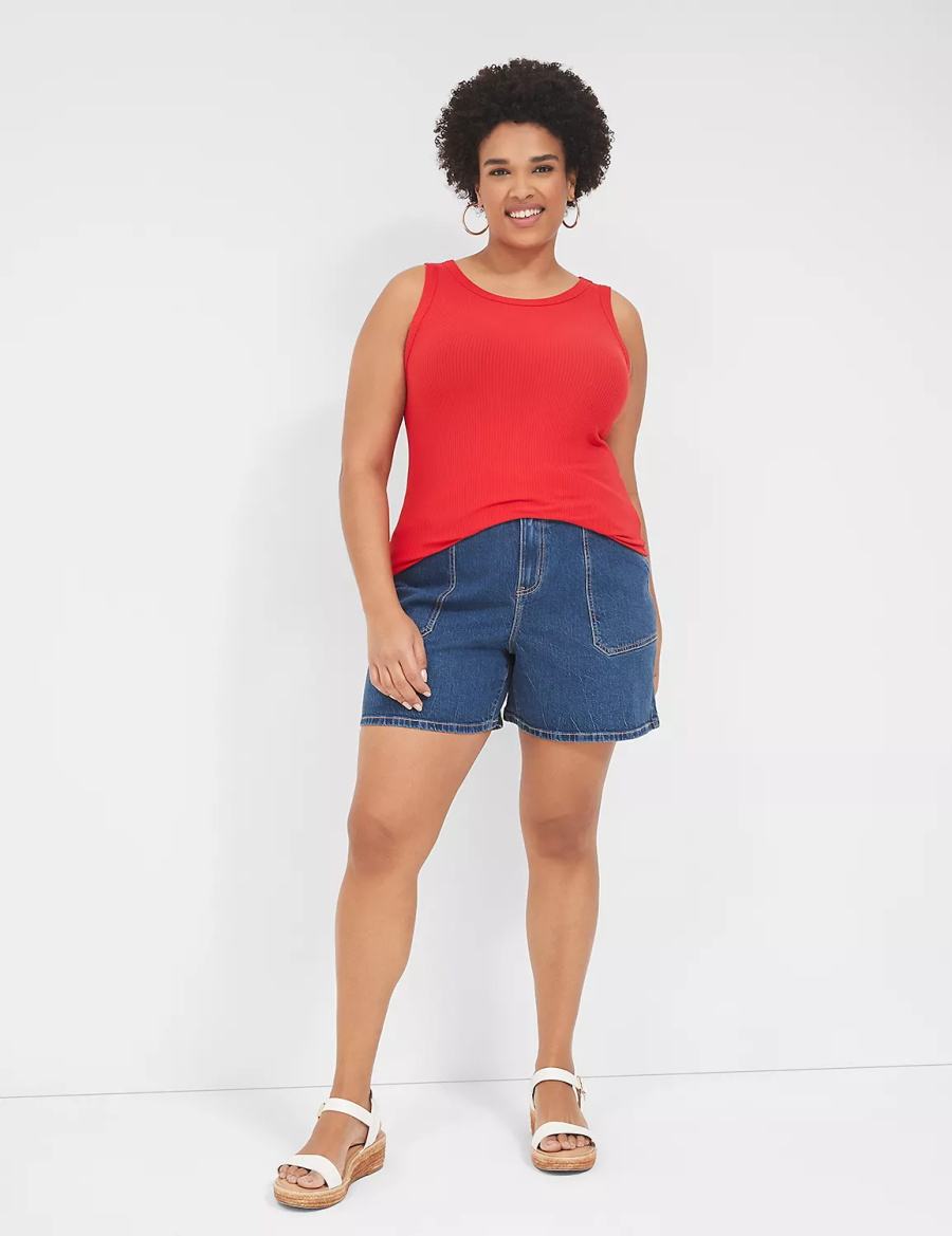 Lane Bryant High-Rise Utility Jean Women Shorts Light Blue | CQQ1528JZ