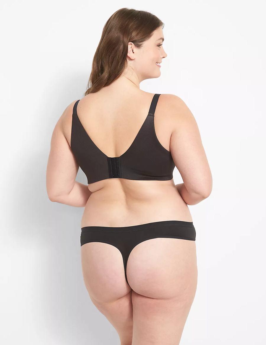 Lane Bryant Invisible Backsmoother Boost Plunge Women Bralettes Black | VWL7582DK