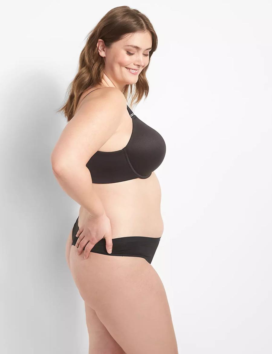 Lane Bryant Invisible Backsmoother Boost Plunge Women Bralettes Black | VWL7582DK