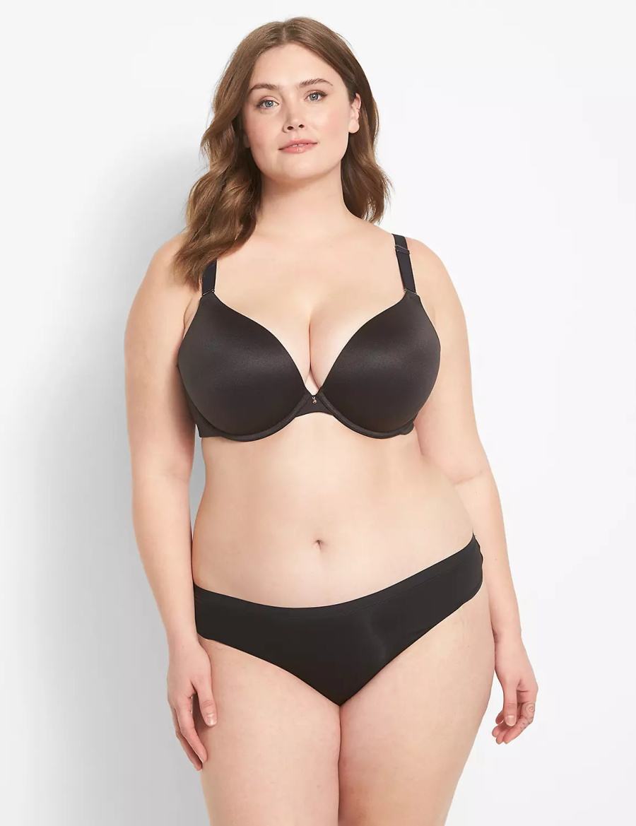 Lane Bryant Invisible Backsmoother Boost Plunge Women Bralettes Black | VWL7582DK