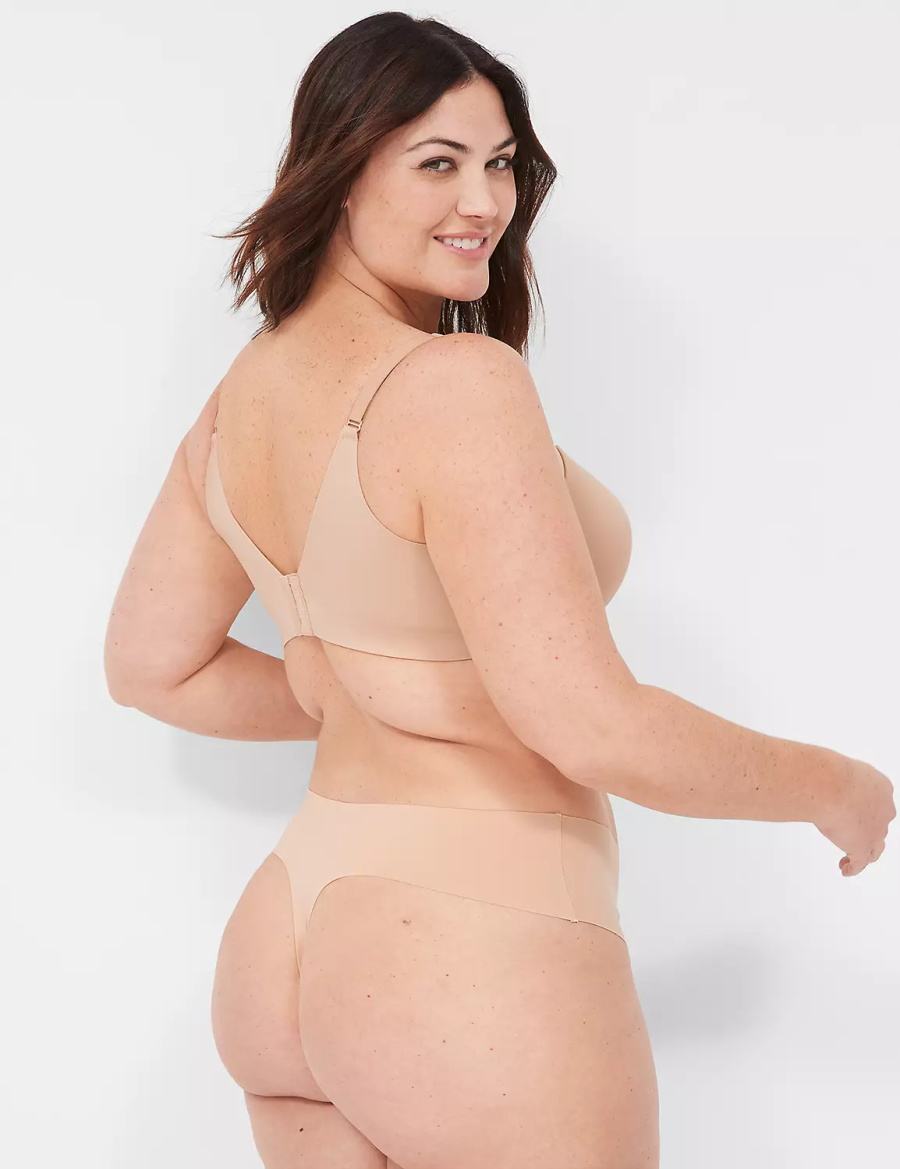 Lane Bryant Invisible Edge Women Thong Panty Beige | XEN7322HG