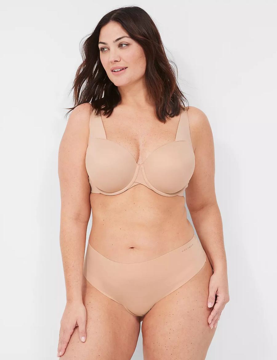 Lane Bryant Invisible Edge Women Thong Panty Beige | XEN7322HG