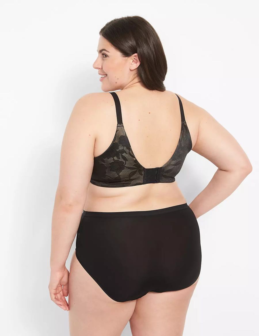 Lane Bryant Invisible Lace Backsmoother Lightly Lined Full Coverage Women Bralettes Black | VJN6235CV