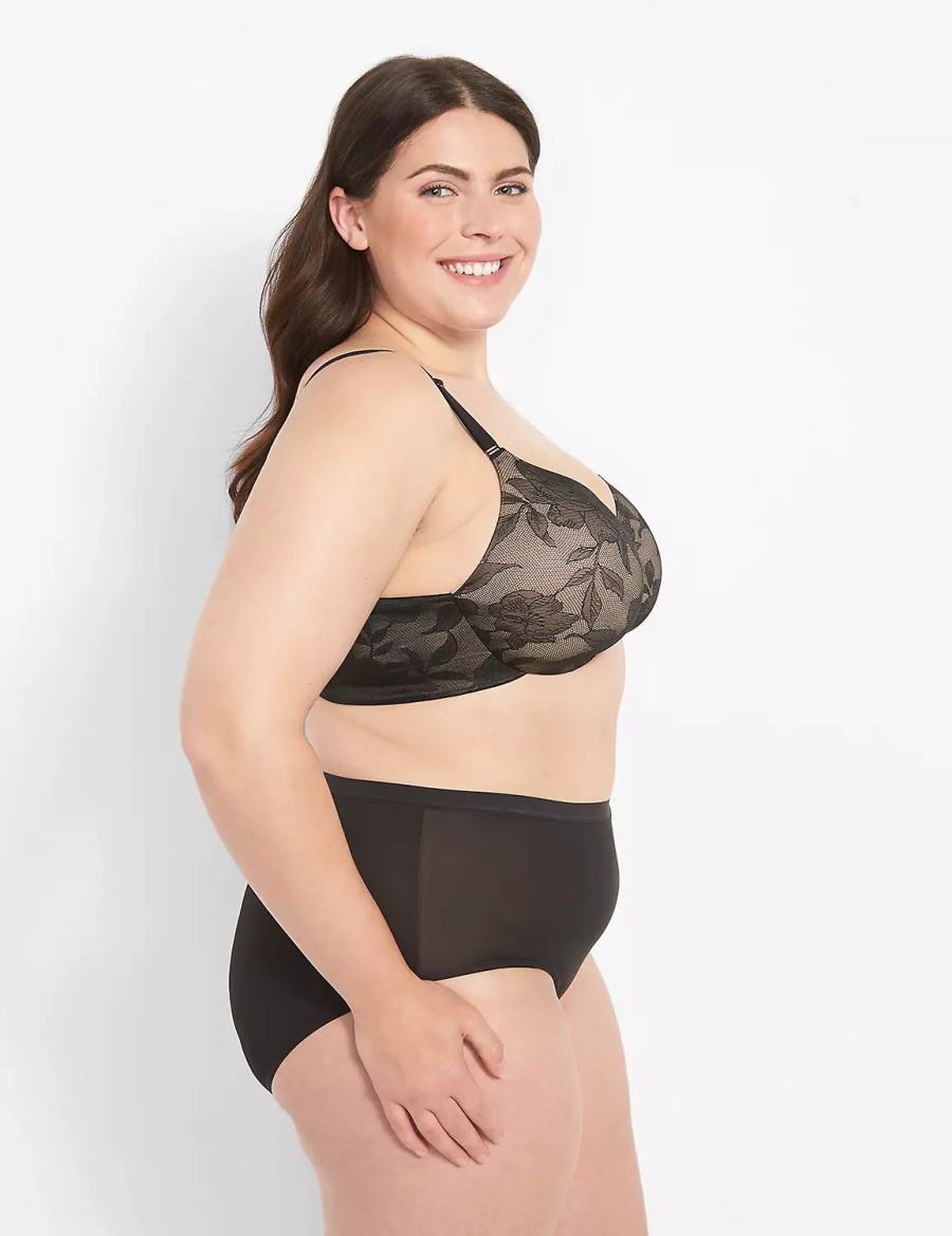 Lane Bryant Invisible Lace Backsmoother Lightly Lined Full Coverage Women Bralettes Black | VJN6235CV