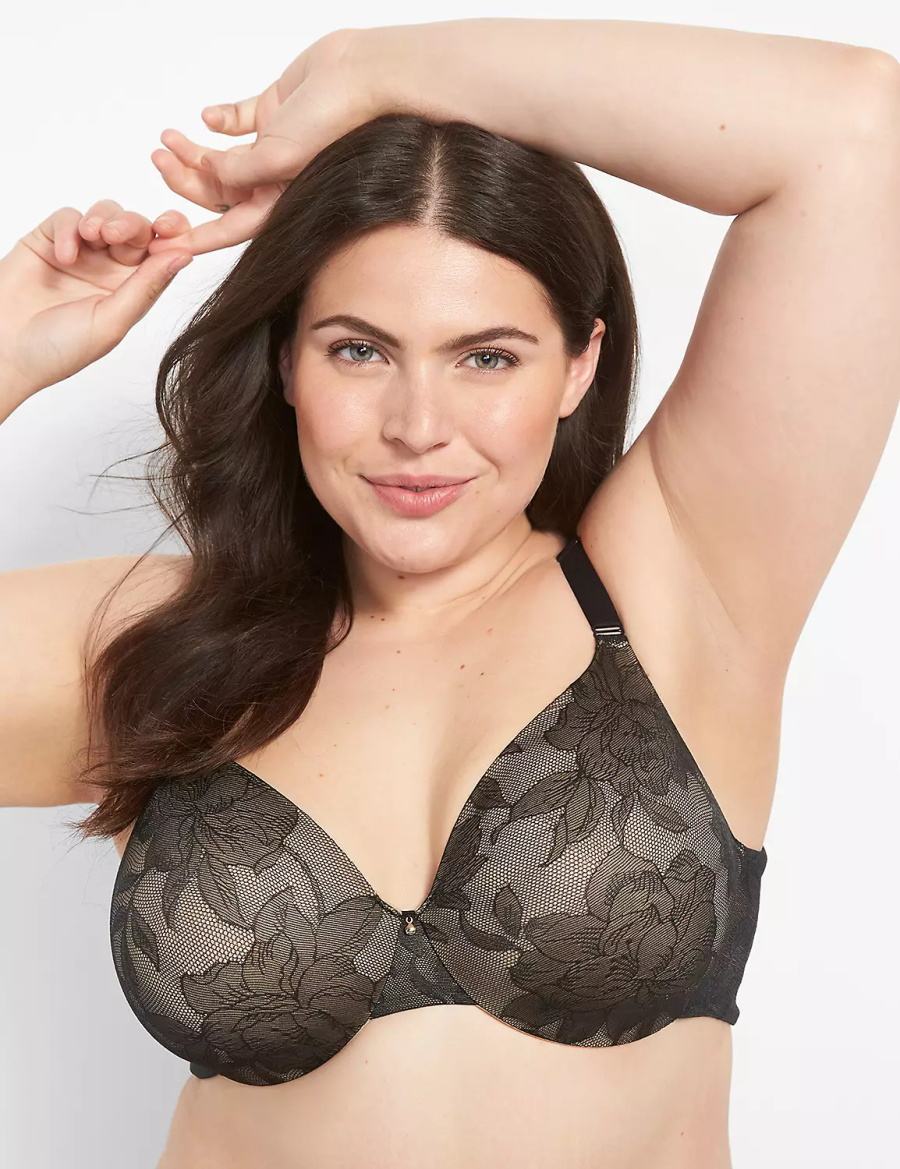 Lane Bryant Invisible Lace Backsmoother Lightly Lined Full Coverage Women Bralettes Black | VJN6235CV