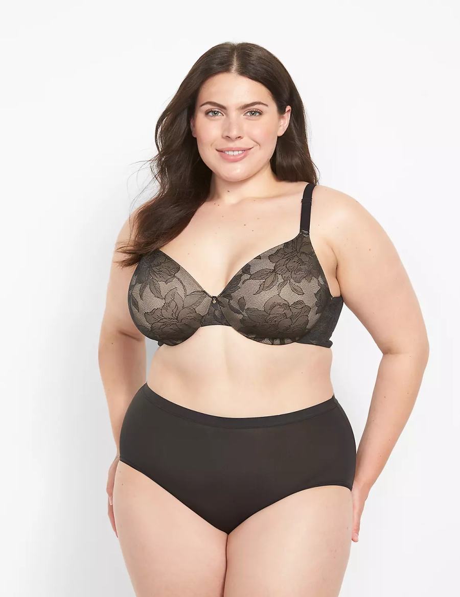 Lane Bryant Invisible Lace Backsmoother Lightly Lined Full Coverage Women Bralettes Black | VJN6235CV