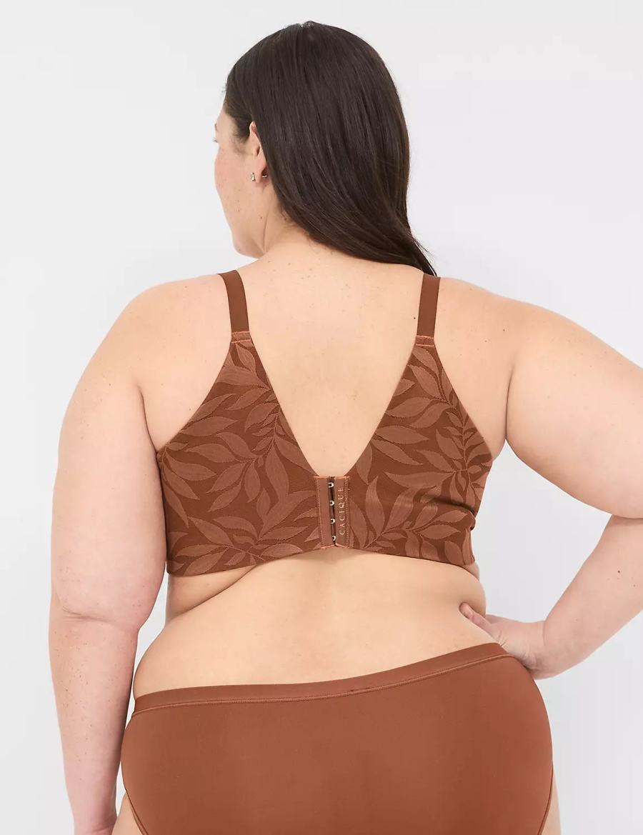 Lane Bryant Invisible Lace Backsmoother Lightly Lined Women Balconette Bra Chocolate | UWH6576LK