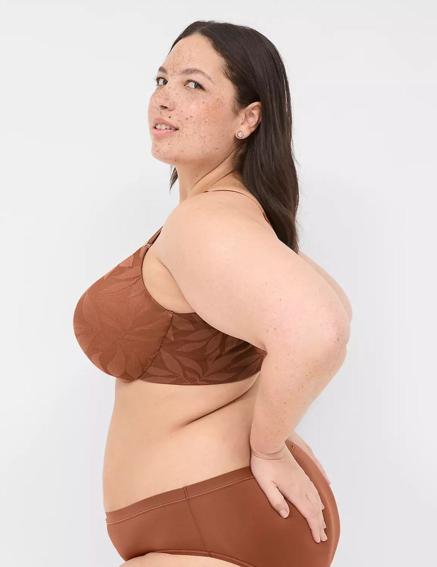 Lane Bryant Invisible Lace Backsmoother Lightly Lined Women Balconette Bra Chocolate | UWH6576LK