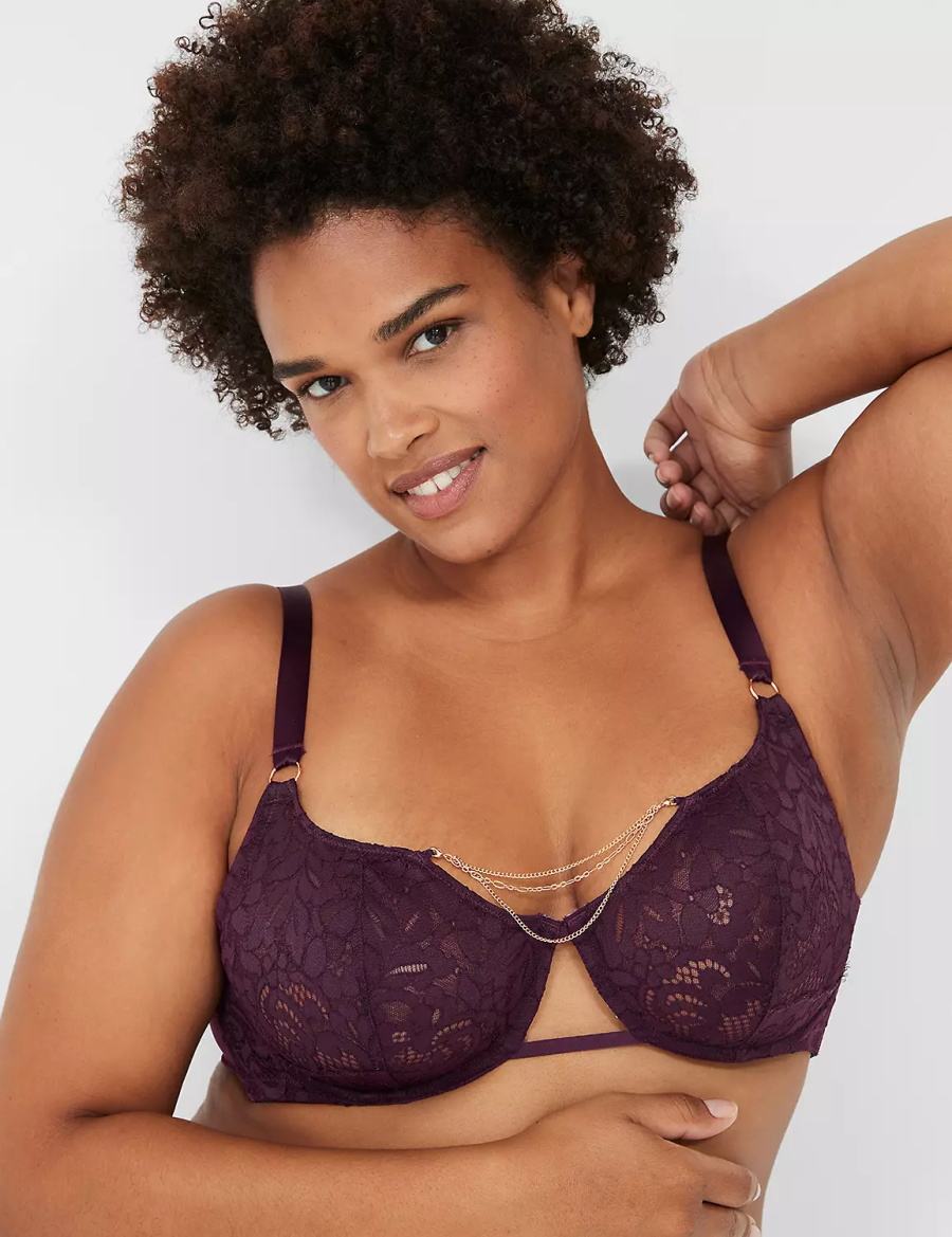 Lane Bryant Jewelry Demi Women Unlined Bra Burgundy | RCC3782JH