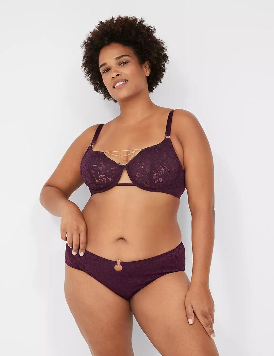 Lane Bryant Jewelry Demi Women Unlined Bra Burgundy | RCC3782JH