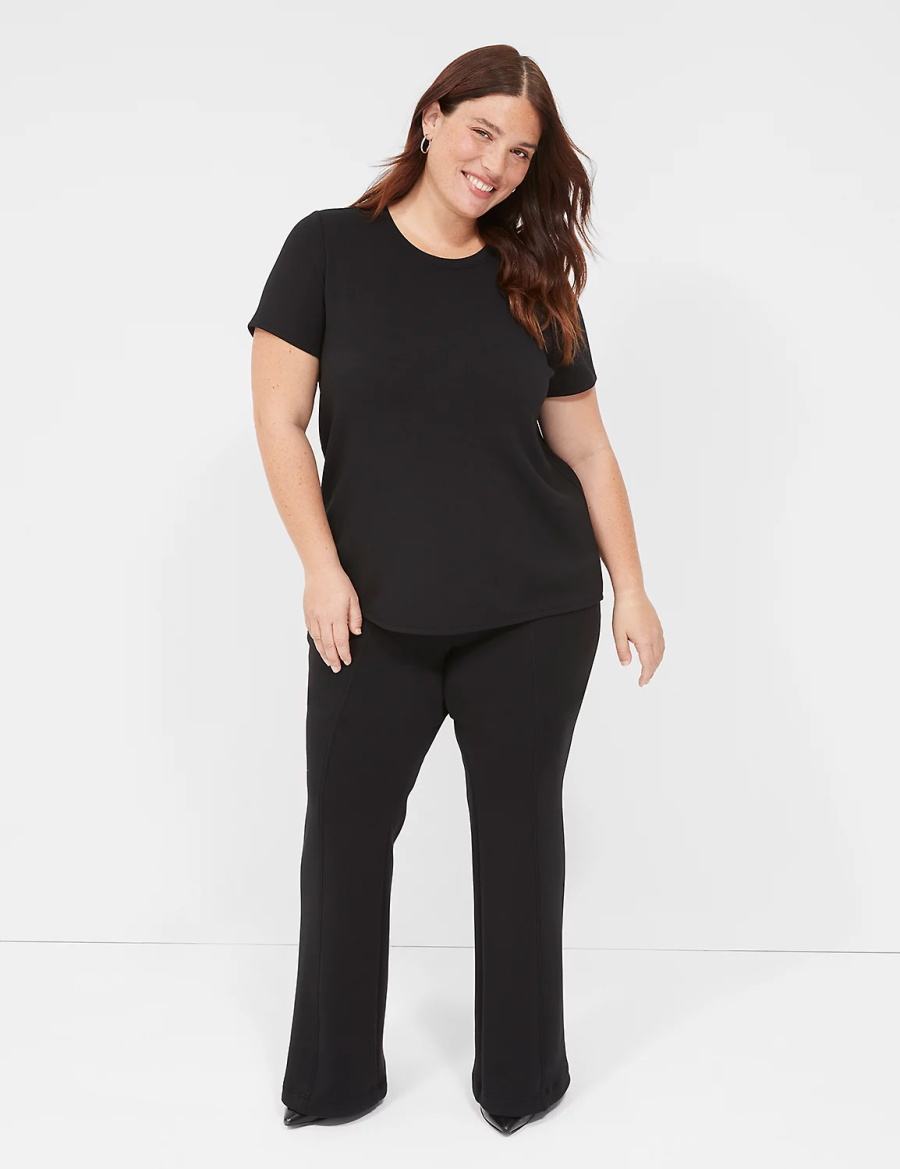 Lane Bryant Journey Knit Flare Women Pants Black | DXI5732XL