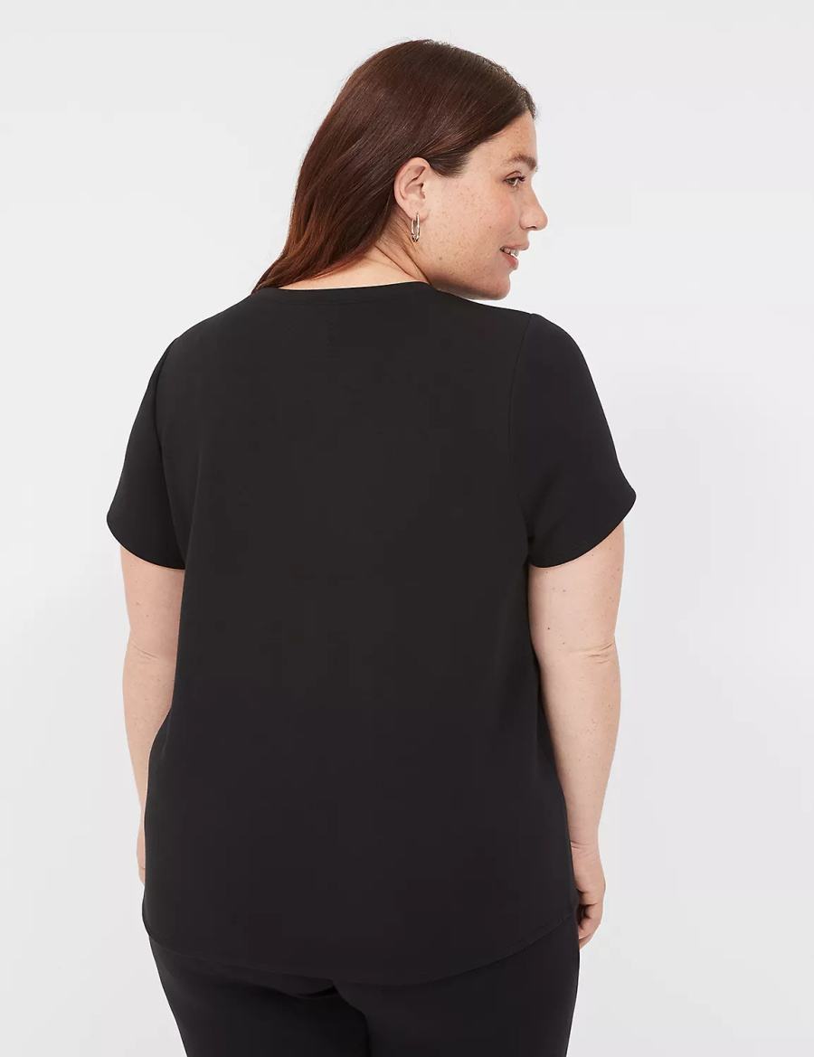 Lane Bryant Journey Short-Sleeve Tee Women T Shirts Black | KQS9170SX