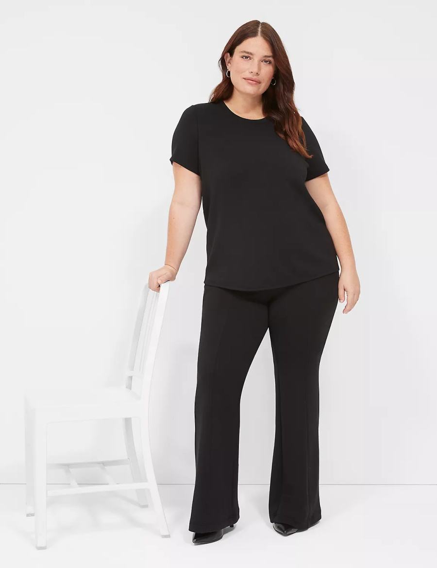 Lane Bryant Journey Short-Sleeve Tee Women T Shirts Black | KQS9170SX