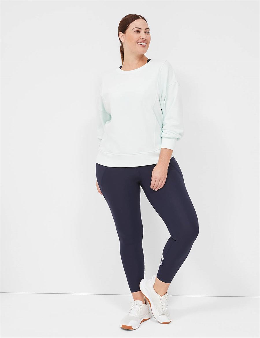 Lane Bryant LIVI Crew-Neck French Terry Washed Women Sweatshirts Light Green | QLF8153MI