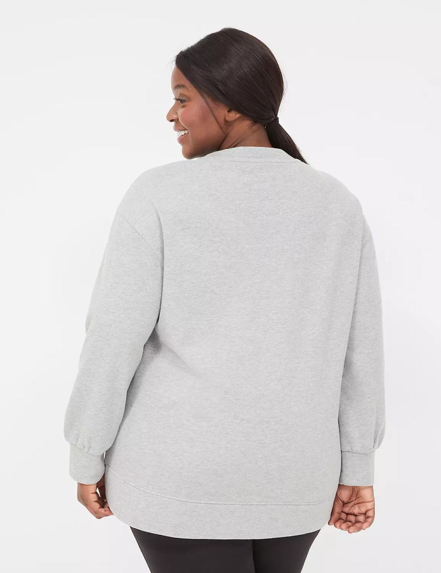 Lane Bryant LIVI Crew-Neck French Terry Women Sweatshirts Grey | UCP114KS