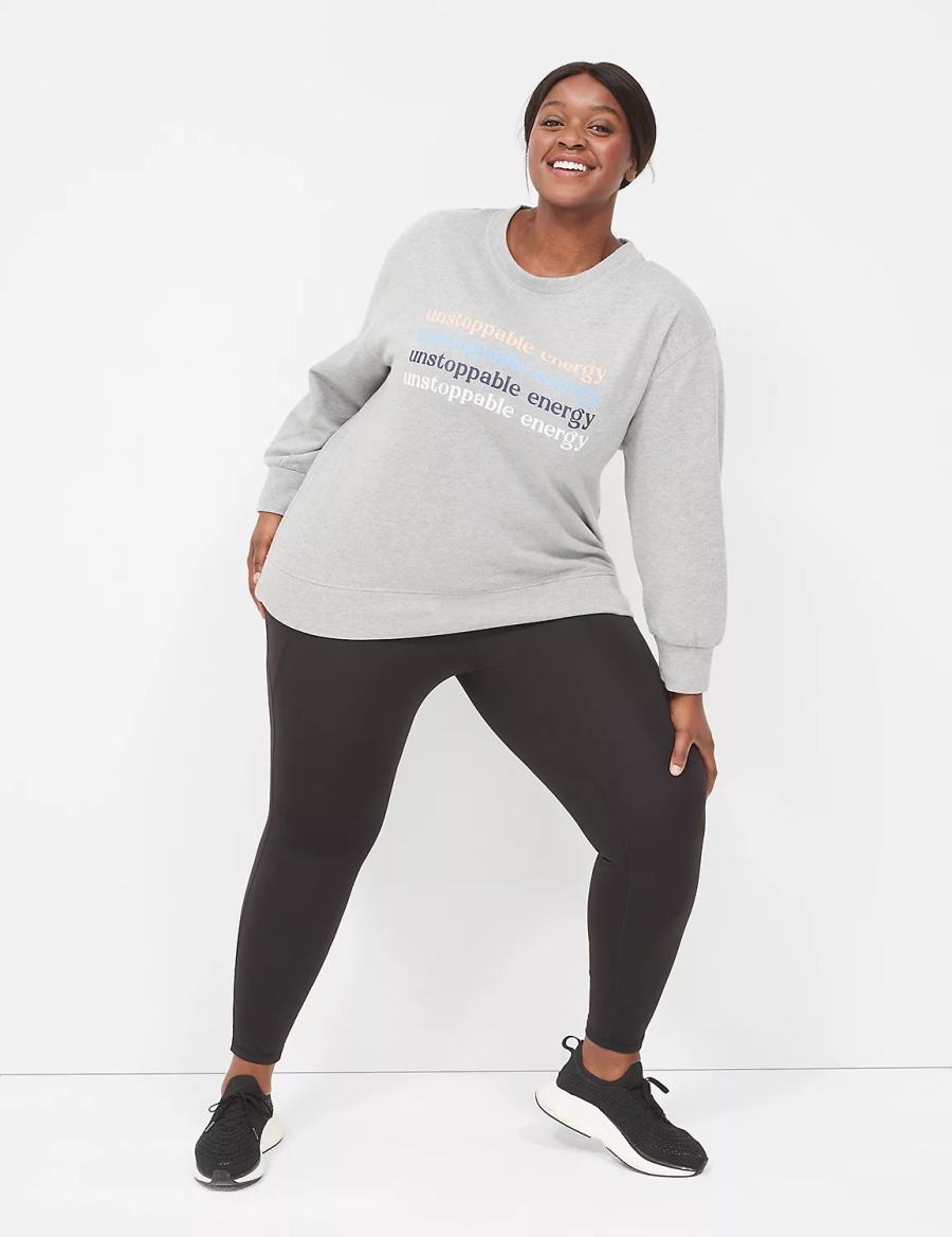 Lane Bryant LIVI Crew-Neck French Terry Women Sweatshirts Grey | UCP114KS