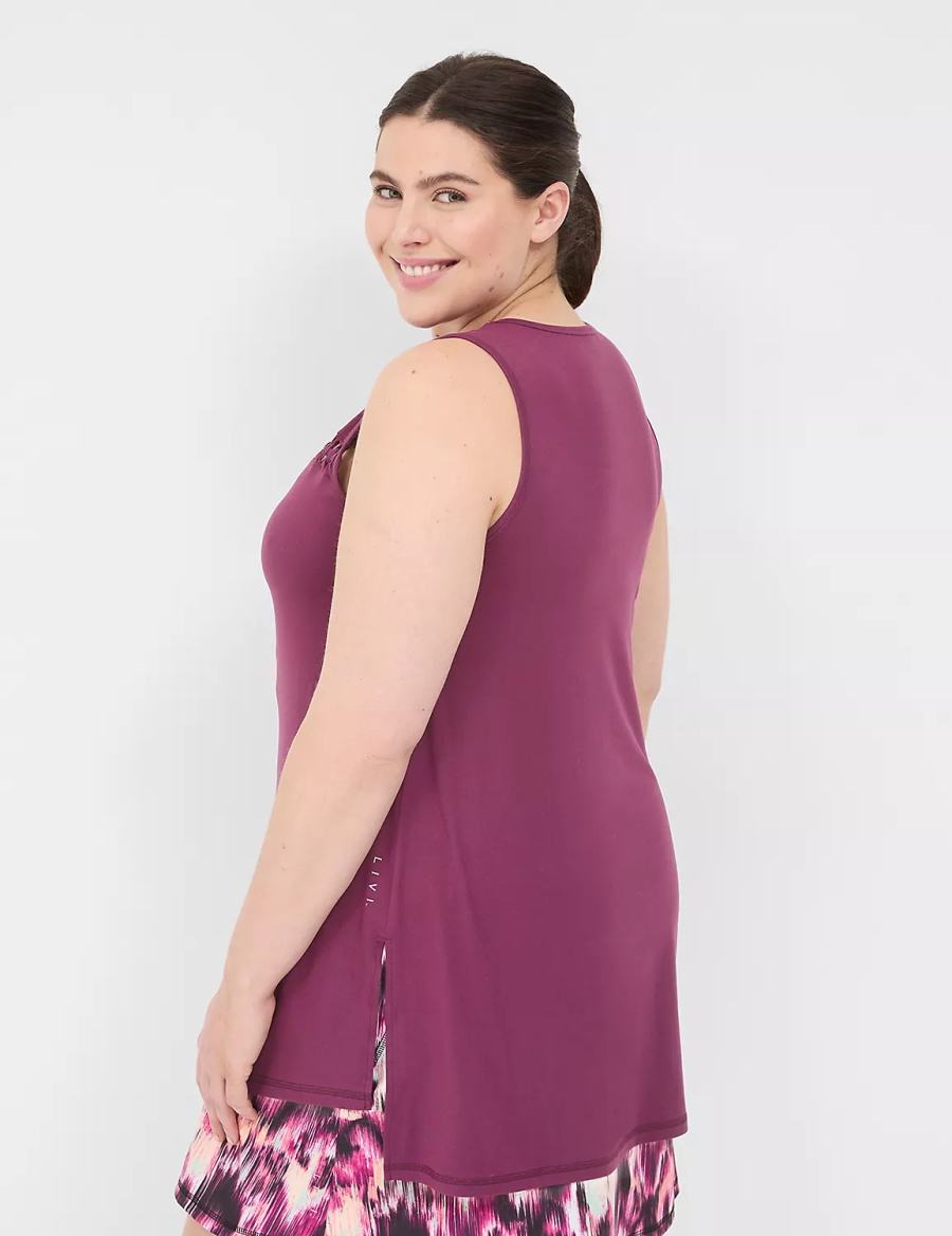 Lane Bryant LIVI Crew-Neck Macrame Women Tank Top Dark Purple | JJV9042ER