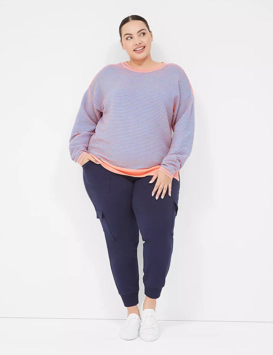 Lane Bryant LIVI Crew-Neck Ottoman Women Sweaters Coral | OAI2579CX