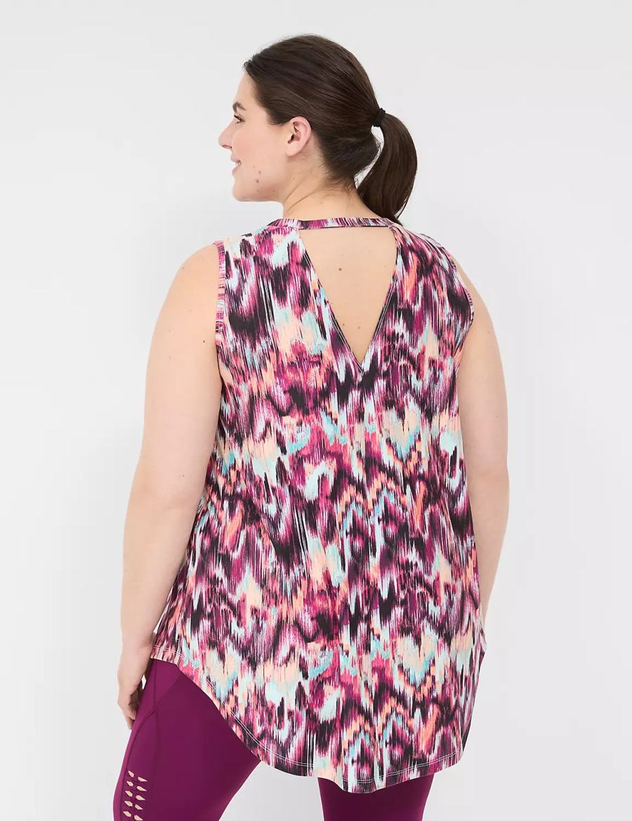 Lane Bryant LIVI Crew-Neck V-Back Recycled LIVI Soft Women Tank Top Red Multicolor | WRT2520JP