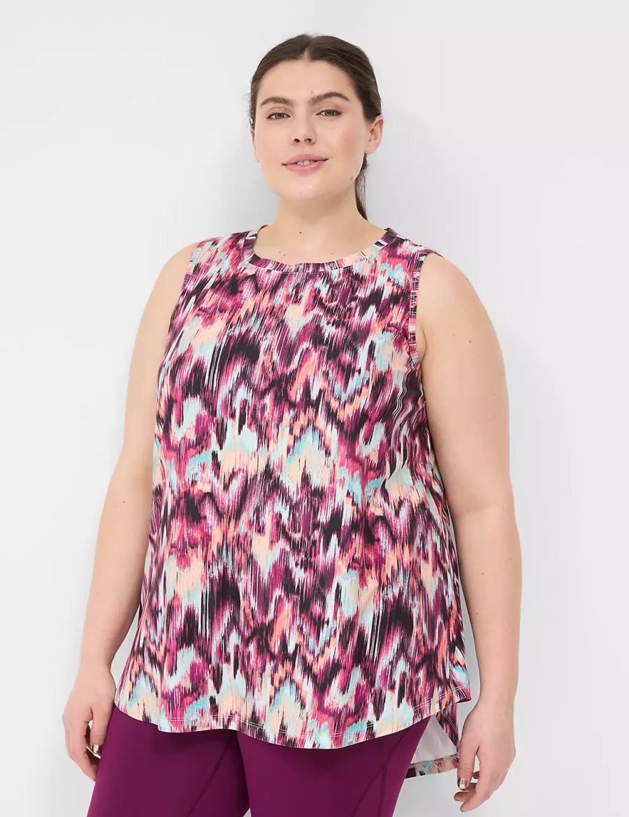 Lane Bryant LIVI Crew-Neck V-Back Recycled LIVI Soft Women Tank Top Red Multicolor | WRT2520JP