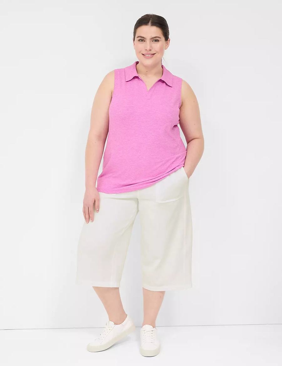 Lane Bryant LIVI French Terry Relaxed Straight Capri Women Pants White | TQW9177DD