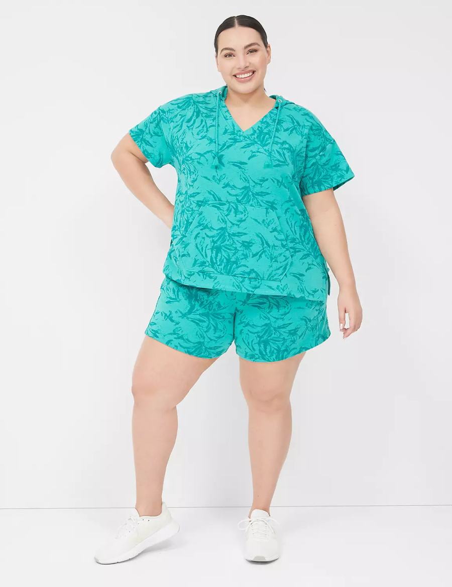 Lane Bryant LIVI French Terry Women Shorts Turquoise | BYC2349ED