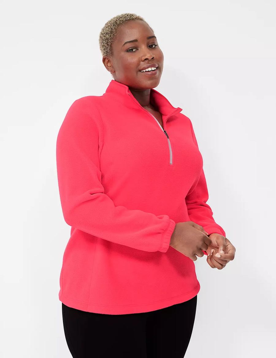 Lane Bryant LIVI Half-Zip Polar Fleece Pullover Women Pullover Pink | WVP1149LS