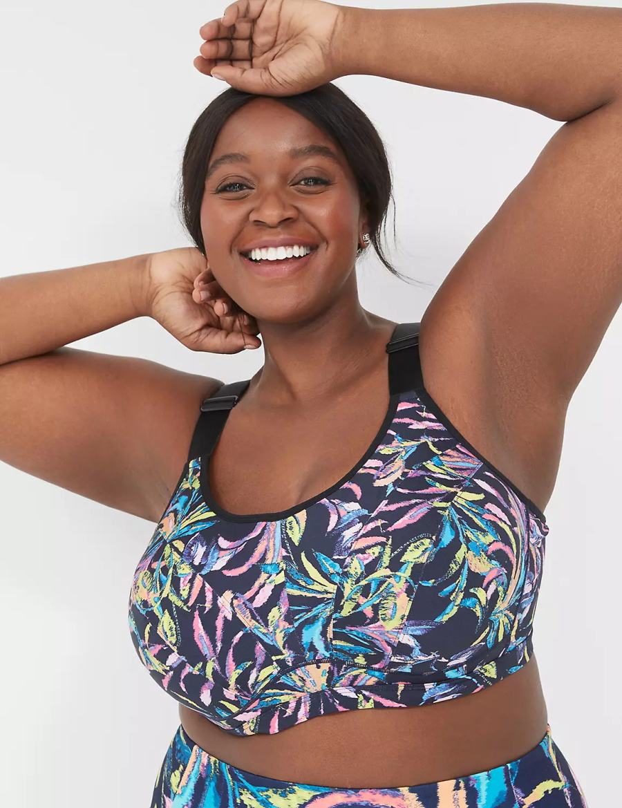 Lane Bryant LIVI High-Impact Wicking Underwire Women Sports Bra Navy Multicolor | ULO9038CI