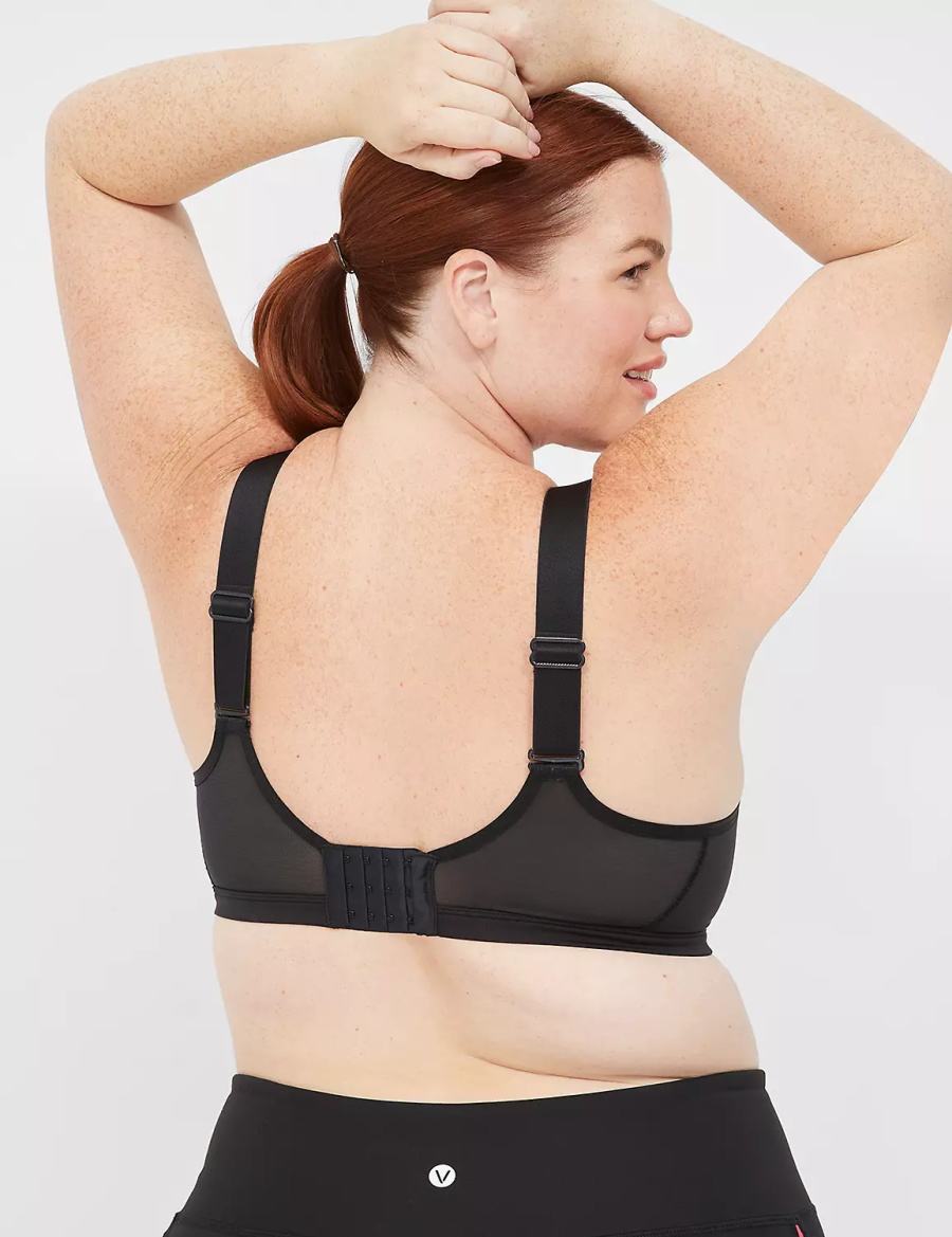 Lane Bryant LIVI High-Impact Wicking Underwire Women Sports Bra Black | HPC449XF