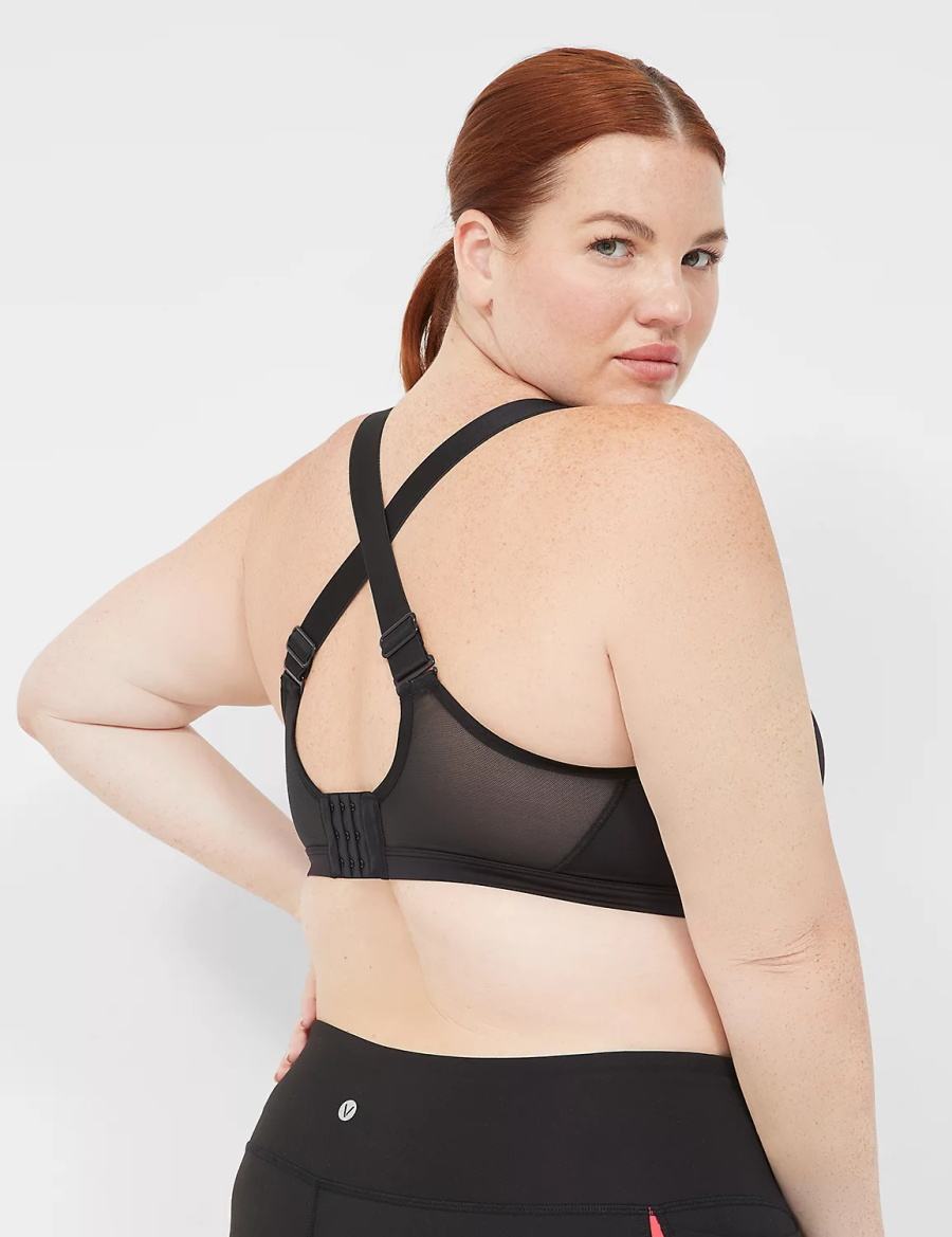 Lane Bryant LIVI High-Impact Wicking Underwire Women Sports Bra Black | HPC449XF