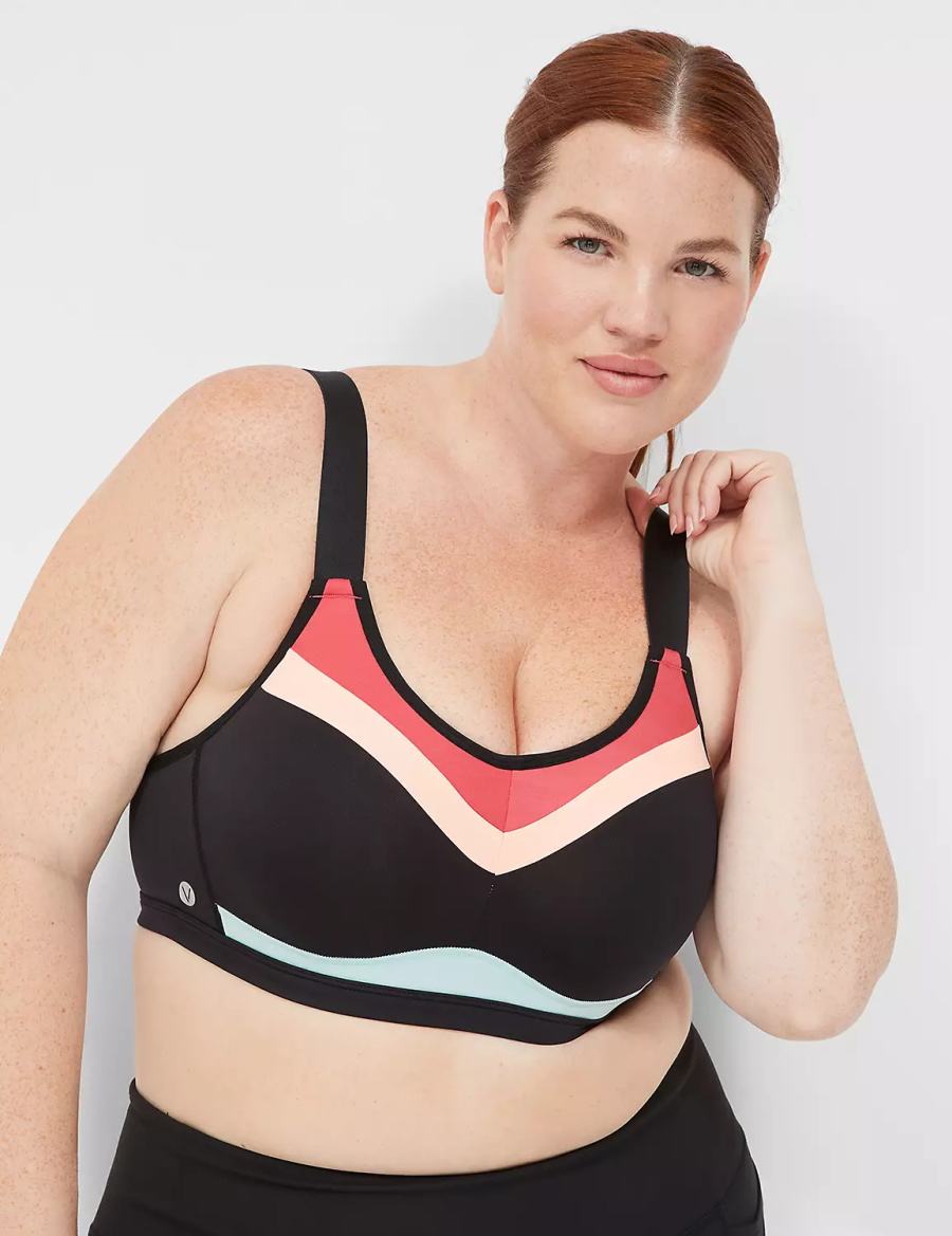 Lane Bryant LIVI High-Impact Wicking Underwire Women Sports Bra Black | HPC449XF