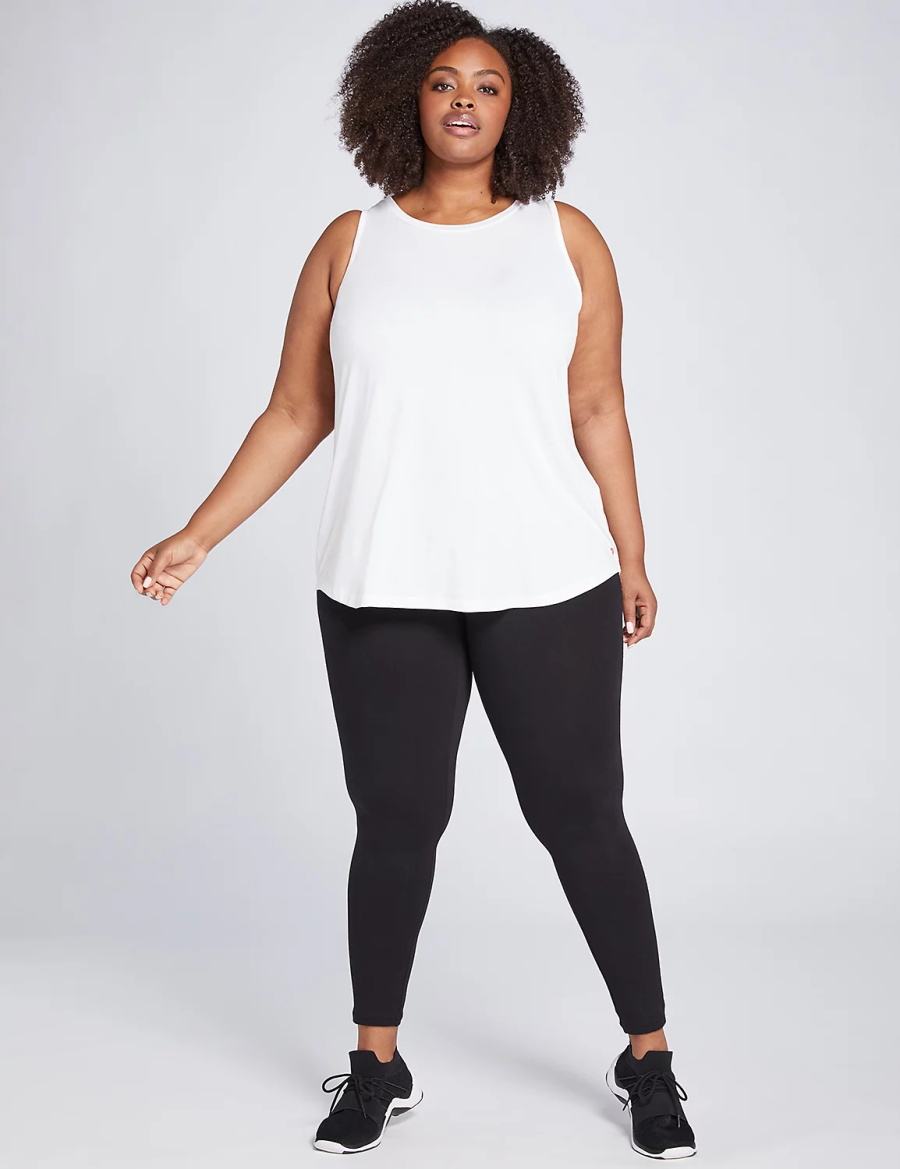 Lane Bryant LIVI High-Neck V-Back Women Tank Top White | GVD5558CU