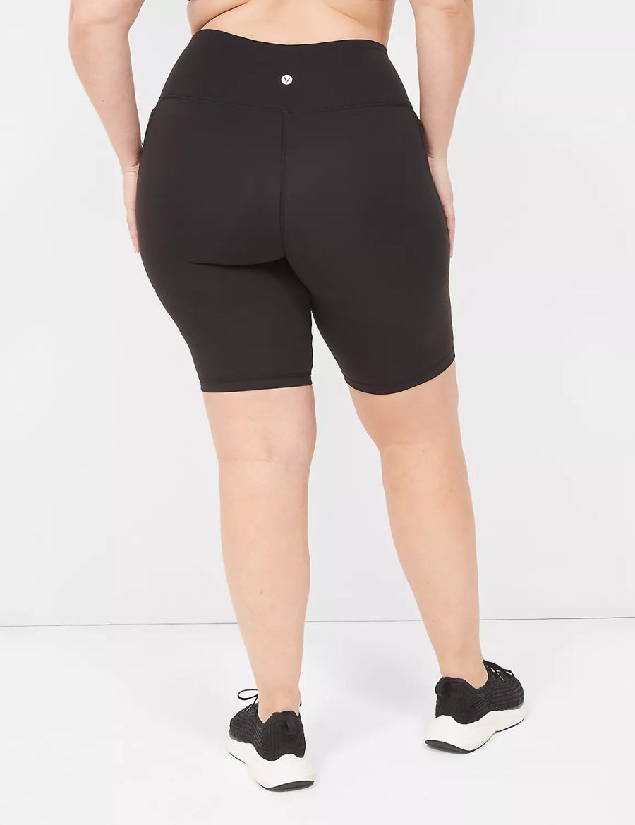 Lane Bryant LIVI High-Rise Recycled LIVI Soft Knee Women Shorts Black | JYB9596RZ