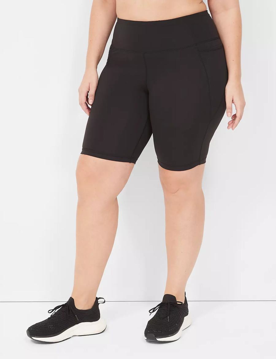 Lane Bryant LIVI High-Rise Recycled LIVI Soft Knee Women Shorts Black | JYB9596RZ