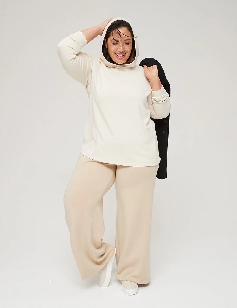 Lane Bryant LIVI Hooded Journey Pullover Women Pullover White | ZEU6363CO